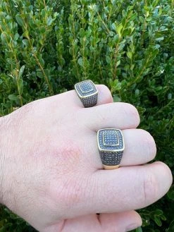 Black MOISSANITE Mens Real 14k Gold Vermeil 925 Silver Ring Pass Diamond Tester -Harlem Bling Shop harlembling black moissanite mens real 14k gold vermeil 925 silver ring pass diamond tester 44096.1675274152