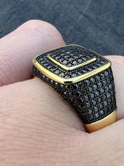 Black MOISSANITE Mens Real 14k Gold Vermeil 925 Silver Ring Pass Diamond Tester -Harlem Bling Shop harlembling black moissanite mens real 14k gold vermeil 925 silver ring pass diamond tester 45522.1675274030