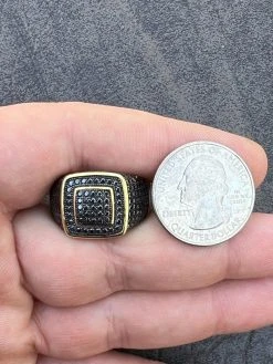 Black MOISSANITE Mens Real 14k Gold Vermeil 925 Silver Ring Pass Diamond Tester -Harlem Bling Shop harlembling black moissanite mens real 14k gold vermeil 925 silver ring pass diamond tester 48345.1675274144