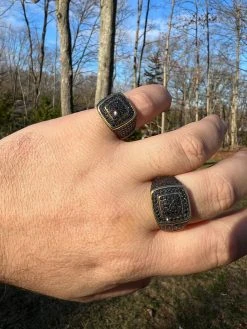 Black MOISSANITE Mens Real 14k Gold Vermeil 925 Silver Ring Pass Diamond Tester -Harlem Bling Shop harlembling black moissanite mens real 14k gold vermeil 925 silver ring pass diamond tester 74203.1675274111