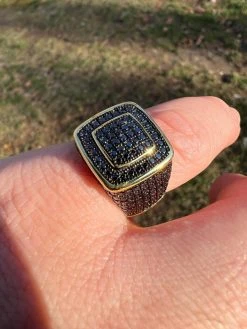 Black MOISSANITE Mens Real 14k Gold Vermeil 925 Silver Ring Pass Diamond Tester -Harlem Bling Shop harlembling black moissanite mens real 14k gold vermeil 925 silver ring pass diamond tester 88836.1675274105