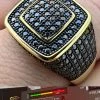Black MOISSANITE Mens Real 14k Gold Vermeil 925 Silver Ring Pass Diamond Tester