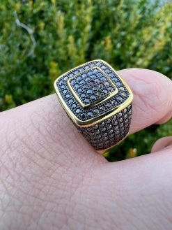 Black MOISSANITE Mens Real 14k Gold Vermeil 925 Silver Ring Pass Diamond Tester -Harlem Bling Shop harlembling black moissanite mens real 14k gold vermeil 925 silver ring pass diamond tester 90557.1675274133