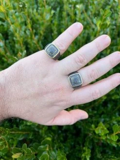 Black MOISSANITE Mens Real 14k Gold Vermeil 925 Silver Ring Pass Diamond Tester -Harlem Bling Shop harlembling black moissanite mens real 14k gold vermeil 925 silver ring pass diamond tester 98937.1675274063