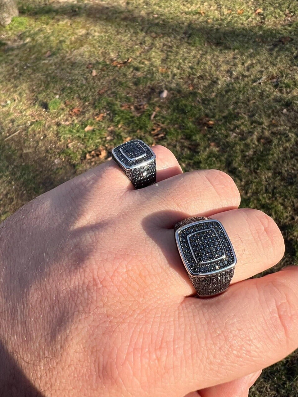 Black MOISSANITE Mens Real Solid 925 Sterling Silver Ring Pass Diamond Tester 4 Black MOISSANITE Mens Real Solid 925 Sterling Silver Ring Pass Diamond Tester - Image 2