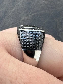 Black MOISSANITE Mens Real Solid 925 Sterling Silver Ring Pass Diamond Tester 32 Black MOISSANITE Mens Real Solid 925 Sterling Silver Ring Pass Diamond Tester -Harlem Bling Shop harlembling black moissanite mens real solid 925 sterling silver ring pass diamond tester 31081.1675274031