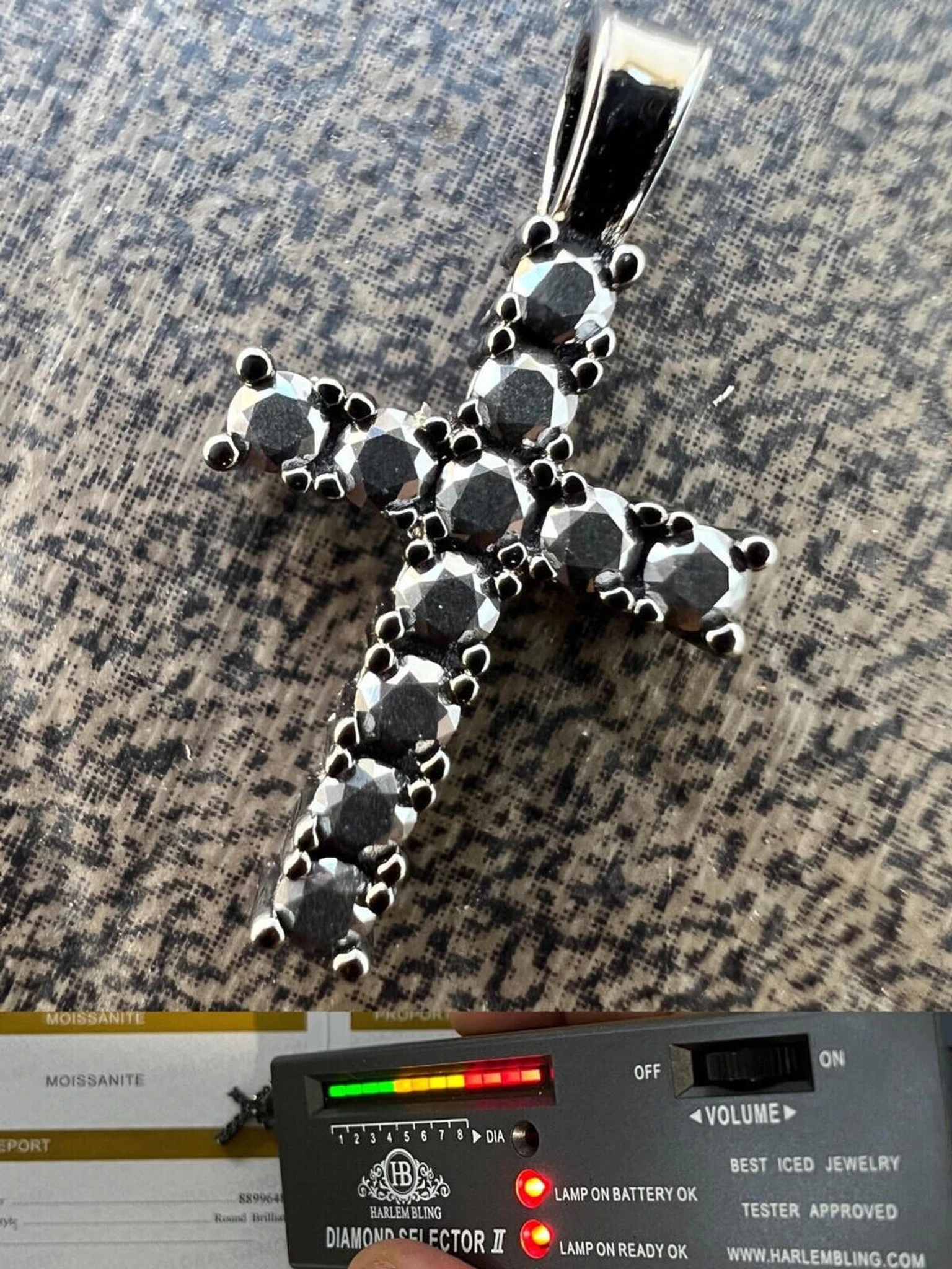 Black MOISSANITE Real 925 Silver Iced Cross Pendant Diamond Passes Tester 3 Black MOISSANITE Real 925 Silver Iced Cross Pendant Diamond Passes Tester