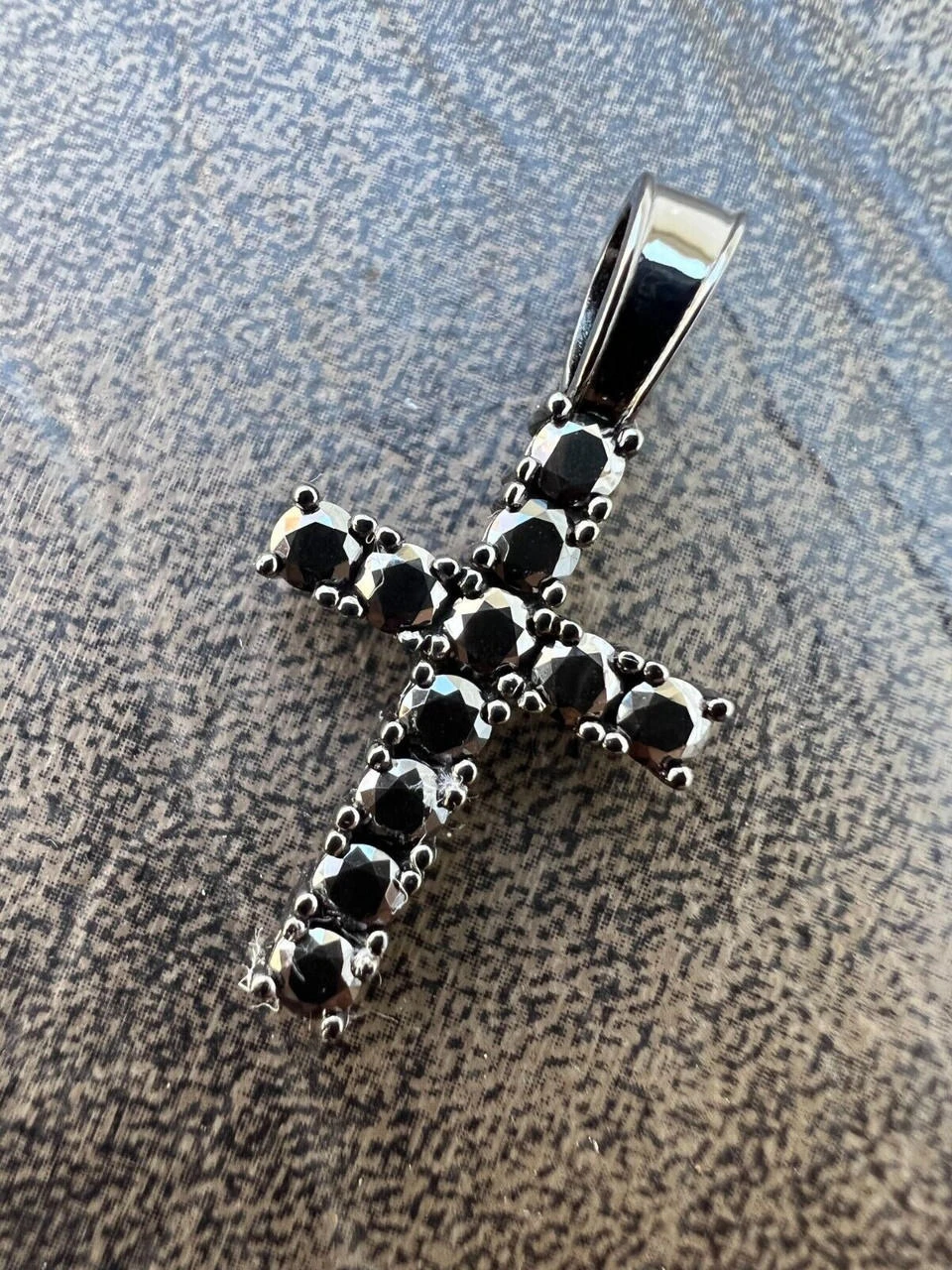 Black MOISSANITE Real 925 Silver Iced Cross Pendant Diamond Passes Tester 10 Black MOISSANITE Real 925 Silver Iced Cross Pendant Diamond Passes Tester - Image 8