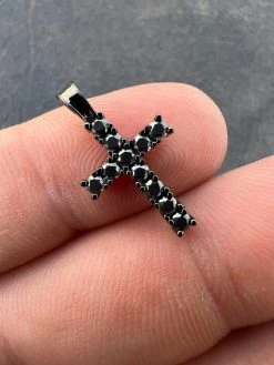 Black MOISSANITE Real 925 Silver Iced Cross Pendant Diamond Passes Tester 15 Black MOISSANITE Real 925 Silver Iced Cross Pendant Diamond Passes Tester -Harlem Bling Shop harlembling black moissanite real 925 silver iced cross pendant diamond passes tester 62521.1670514672