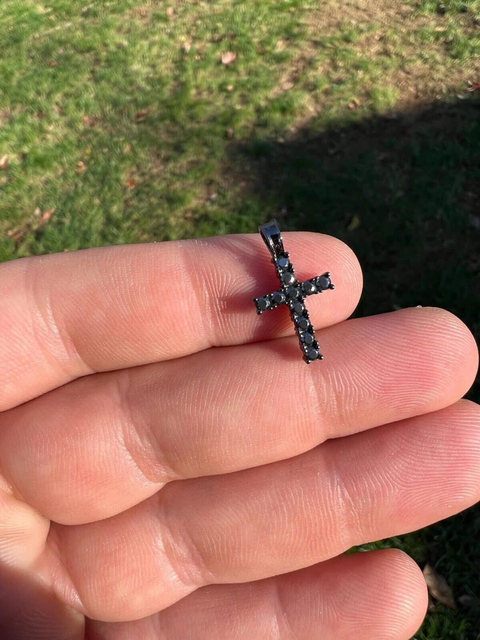 Black MOISSANITE Real 925 Silver Iced Cross Pendant Diamond Passes Tester 4 Black MOISSANITE Real 925 Silver Iced Cross Pendant Diamond Passes Tester - Image 2