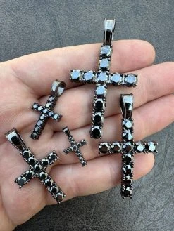 Black MOISSANITE Real Oxidized Rhodium 925 Silver Cross Iced Pendant Necklace 28 Black MOISSANITE Real Oxidized Rhodium 925 Silver Cross Iced Pendant Necklace -Harlem Bling Shop harlembling black moissanite real oxidized rhodium 925 silver cross iced pendant necklace 30568.1679599654
