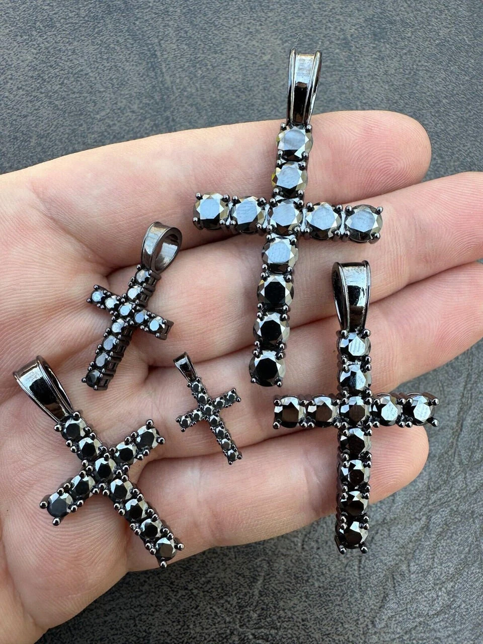 Black MOISSANITE Real Oxidized Rhodium 925 Silver Cross Iced Pendant Necklace 9 Black MOISSANITE Real Oxidized Rhodium 925 Silver Cross Iced Pendant Necklace - Image 7