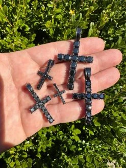 Black MOISSANITE Real Oxidized Rhodium 925 Silver Cross Iced Pendant Necklace 32 Black MOISSANITE Real Oxidized Rhodium 925 Silver Cross Iced Pendant Necklace -Harlem Bling Shop harlembling black moissanite real oxidized rhodium 925 silver cross iced pendant necklace 40433.1679599454