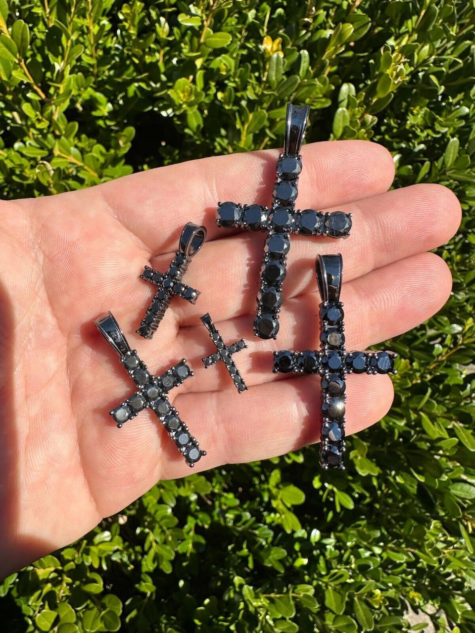 Black MOISSANITE Real Oxidized Rhodium 925 Silver Cross Iced Pendant Necklace 13 Black MOISSANITE Real Oxidized Rhodium 925 Silver Cross Iced Pendant Necklace - Image 11