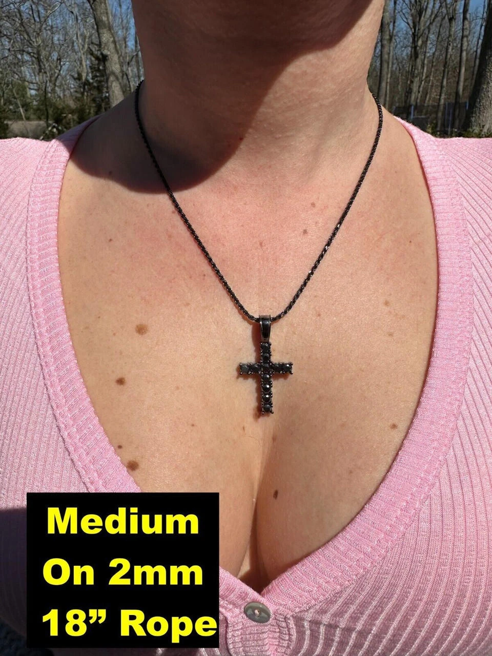 Black MOISSANITE Real Oxidized Rhodium 925 Silver Cross Iced Pendant Necklace 21 Black MOISSANITE Real Oxidized Rhodium 925 Silver Cross Iced Pendant Necklace - Image 19