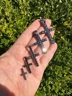 Black MOISSANITE Real Oxidized Rhodium 925 Silver Cross Iced Pendant Necklace 30 Black MOISSANITE Real Oxidized Rhodium 925 Silver Cross Iced Pendant Necklace -Harlem Bling Shop harlembling black moissanite real oxidized rhodium 925 silver cross iced pendant necklace 71577.1679599652