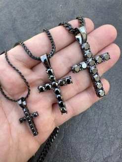 Black MOISSANITE Real Oxidized Rhodium 925 Silver Cross Iced Pendant Necklace 26 Black MOISSANITE Real Oxidized Rhodium 925 Silver Cross Iced Pendant Necklace -Harlem Bling Shop harlembling black moissanite real oxidized rhodium 925 silver cross iced pendant necklace 73904.1679599564