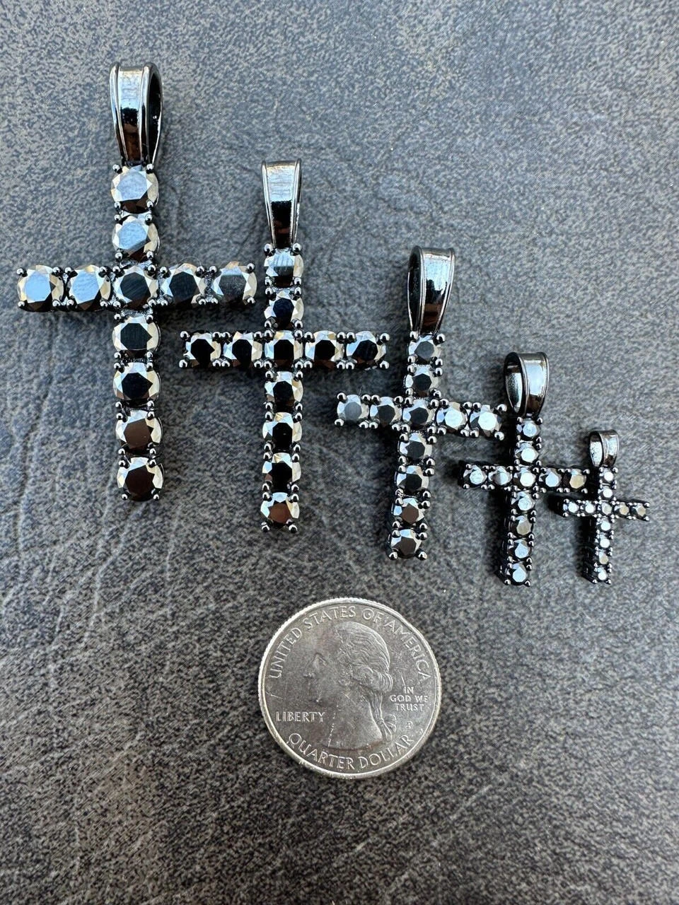 Black MOISSANITE Real Oxidized Rhodium 925 Silver Cross Iced Pendant Necklace 14 Black MOISSANITE Real Oxidized Rhodium 925 Silver Cross Iced Pendant Necklace - Image 12