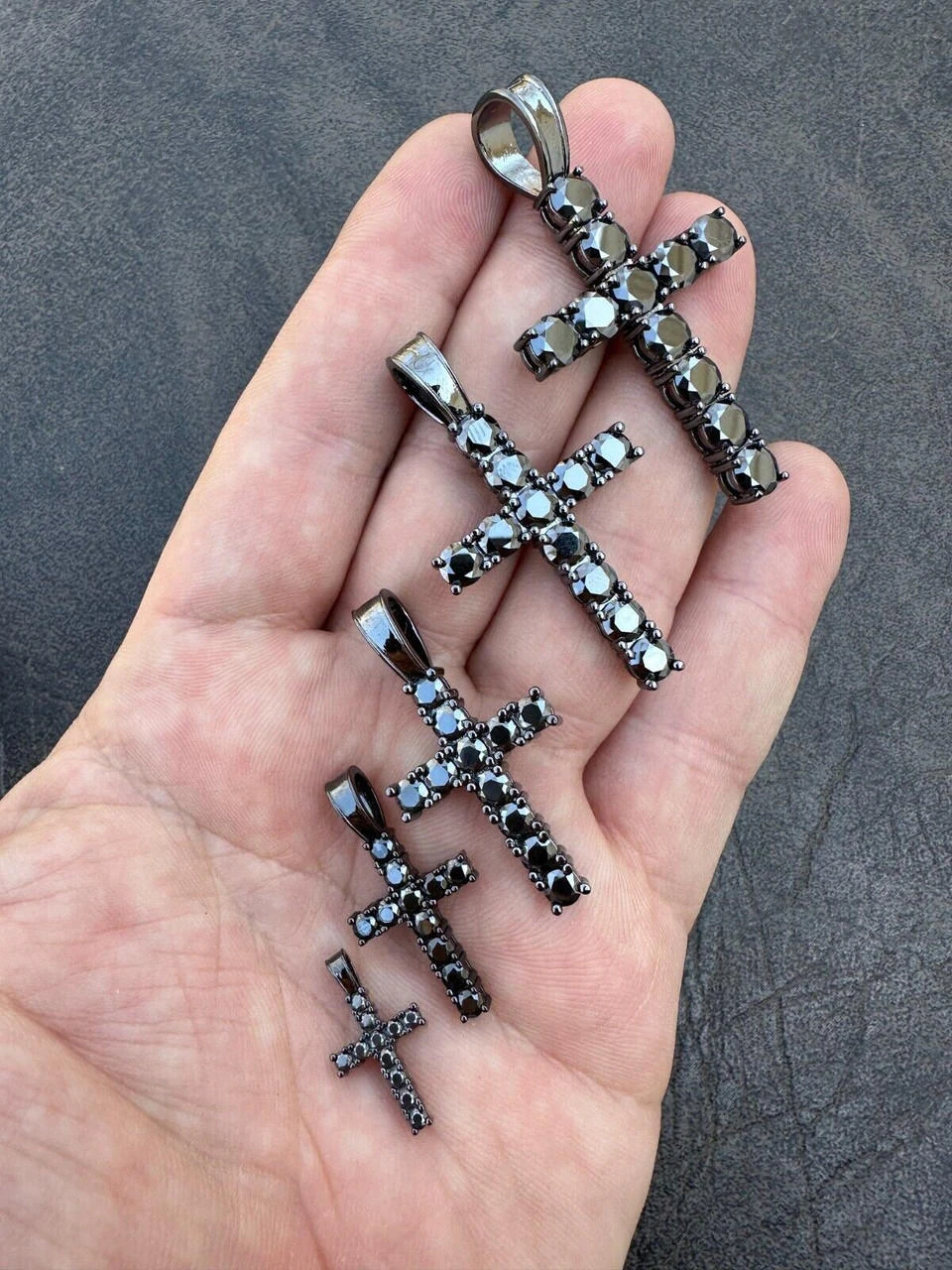 Black MOISSANITE Real Oxidized Rhodium 925 Silver Cross Iced Pendant Necklace 12 Black MOISSANITE Real Oxidized Rhodium 925 Silver Cross Iced Pendant Necklace - Image 10