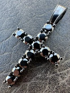 Black MOISSANITE Real Oxidized Rhodium 925 Silver Cross Iced Pendant Necklace 37 Black MOISSANITE Real Oxidized Rhodium 925 Silver Cross Iced Pendant Necklace -Harlem Bling Shop harlembling black moissanite real oxidized rhodium 925 silver cross iced pendant necklace 98421.1679599484