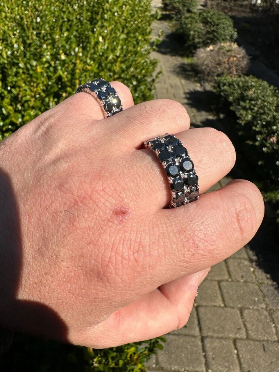 Black Moissanite Ring Real 925 Silver Hip Hop Iced Tennis Band 10mm Pass Tester 4 Black Moissanite Ring Real 925 Silver Hip Hop Iced Tennis Band 10mm Pass Tester - Image 2