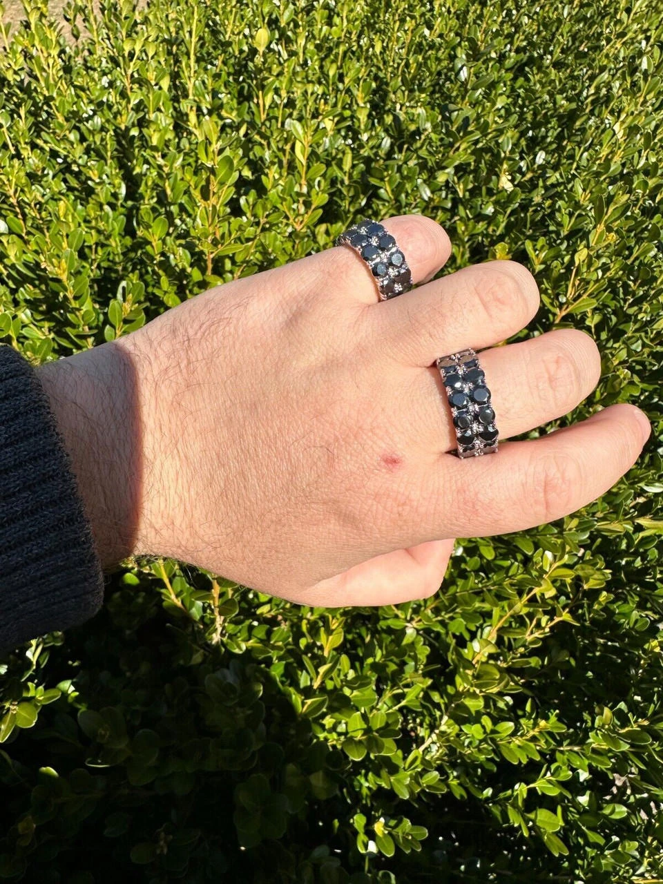 Black Moissanite Ring Real 925 Silver Hip Hop Iced Tennis Band 10mm Pass Tester 7 Black Moissanite Ring Real 925 Silver Hip Hop Iced Tennis Band 10mm Pass Tester - Image 5