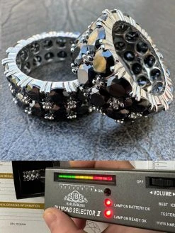 Black Moissanite Ring Real 925 Silver Hip Hop Iced Tennis Band 10mm Pass Tester