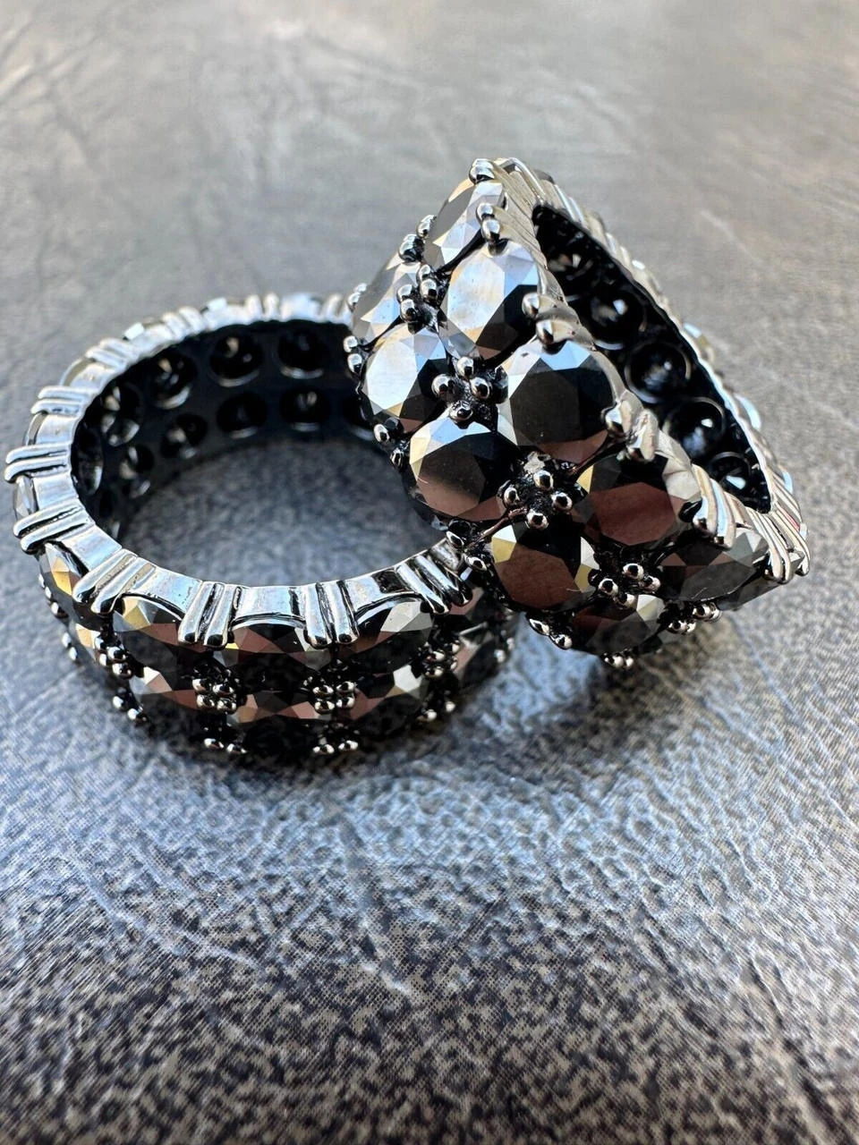 Black Moissanite Ring Real 925 Silver Oxidized Rhodium Hip Hop Iced Tennis Band 6 Black Moissanite Ring Real 925 Silver Oxidized Rhodium Hip Hop Iced Tennis Band - Image 4