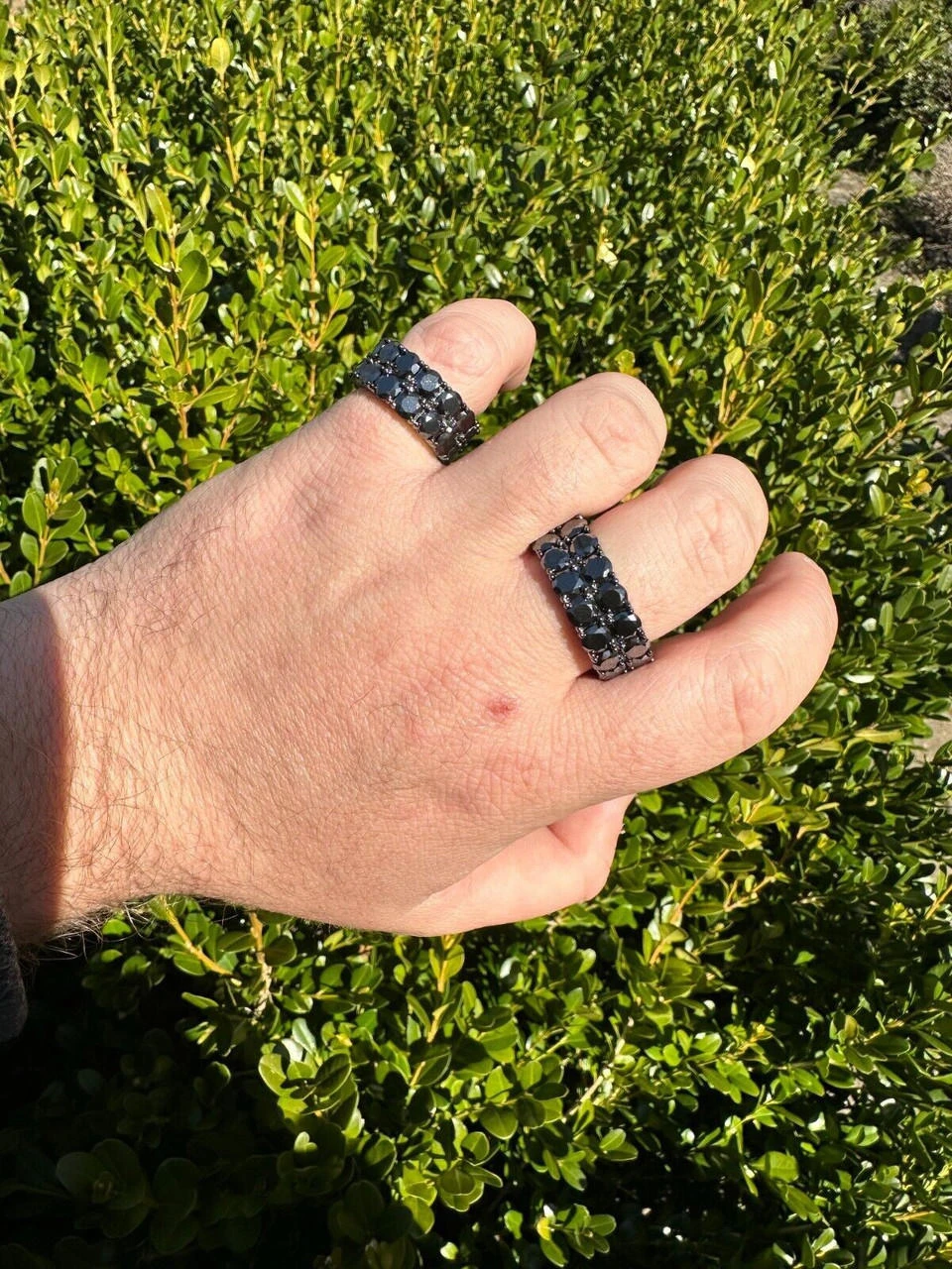 Black Moissanite Ring Real 925 Silver Oxidized Rhodium Hip Hop Iced Tennis Band 14 Black Moissanite Ring Real 925 Silver Oxidized Rhodium Hip Hop Iced Tennis Band - Image 12