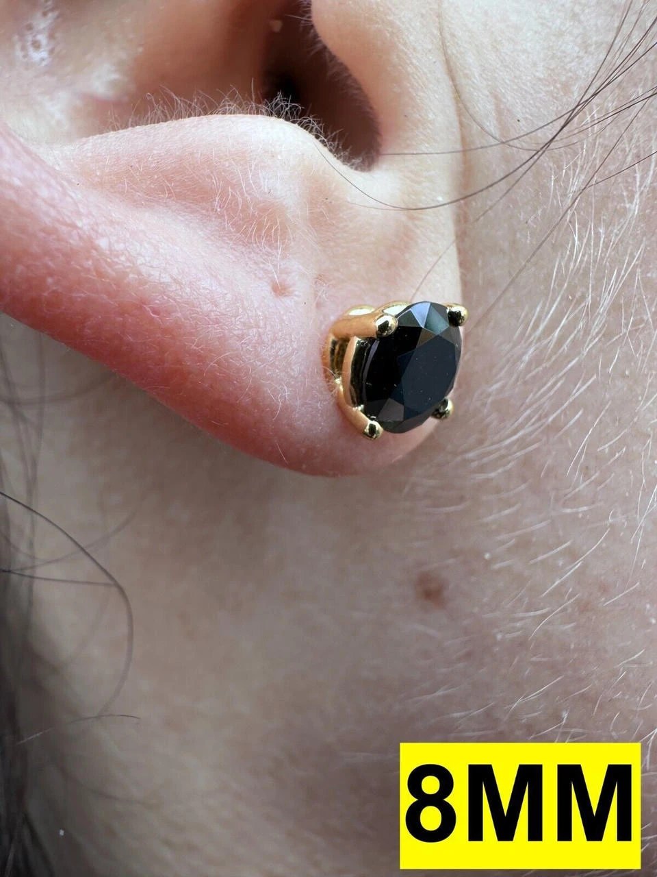 Black Moissanite Screwback Stud Earrings 14k Gold 925 Silver 3-8mm Passes Tester 6 Black Moissanite Screwback Stud Earrings 14k Gold 925 Silver 3-8mm Passes Tester - Image 4