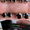 Black Moissanite Screwback Stud Earrings 14k Gold 925 Silver 3-8mm Passes Tester