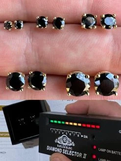 Black Moissanite Screwback Stud Earrings 14k Gold 925 Silver 3-8mm Passes Tester