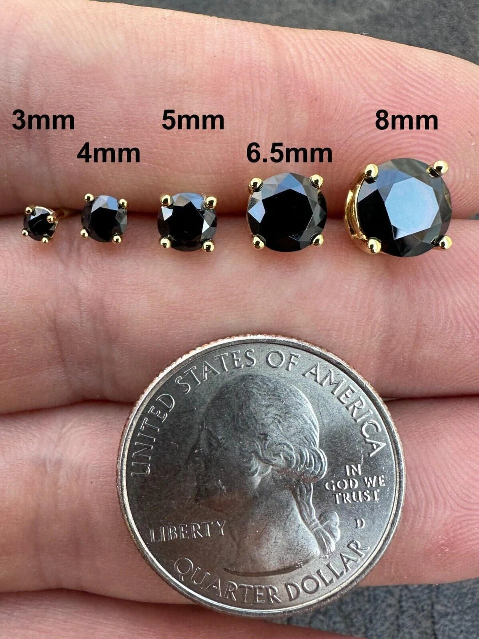 Black Moissanite Screwback Stud Earrings 14k Gold 925 Silver 3-8mm Passes Tester 10 Black Moissanite Screwback Stud Earrings 14k Gold 925 Silver 3-8mm Passes Tester - Image 8