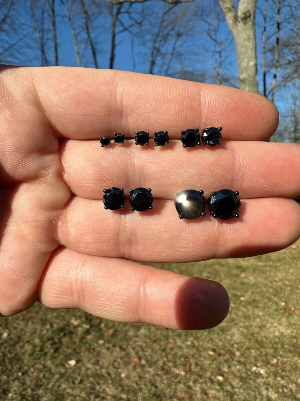 Black Moissanite Screwback Stud Earrings Oxidized Rhodium 925 Silver 3-8mm Pass Diamond Tester 11 Black Moissanite Screwback Stud Earrings Oxidized Rhodium 925 Silver 3-8mm Pass Diamond Tester - Image 9