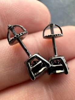 Black Moissanite Screwback Stud Earrings Oxidized Rhodium 925 Silver 3-8mm Pass Diamond Tester 36 Black Moissanite Screwback Stud Earrings Oxidized Rhodium 925 Silver 3-8mm Pass Diamond Tester -Harlem Bling Shop harlembling black moissanite screwback stud earrings oxidized rhodium 925 silver 3 8mm pass diamond tester 55337.1676485206