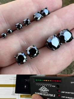 Black Moissanite Screwback Stud Earrings Oxidized Rhodium 925 Silver 3-8mm Pass Diamond Tester