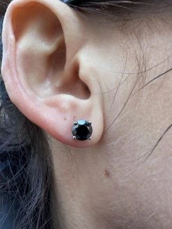 Black Moissanite Screwback Stud Earrings Real 925 Silver 3-8mm Pass Tester -Harlem Bling Shop harlembling black moissanite screwback stud earrings real 925 silver 3 8mm pass tester 07591.1676744583