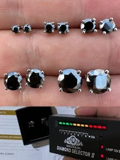 Black Moissanite Screwback Stud Earrings Real 925 Silver 3-8mm Pass Tester