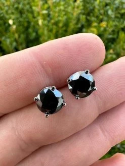 Black Moissanite Screwback Stud Earrings Real 925 Silver 3-8mm Pass Tester -Harlem Bling Shop harlembling black moissanite screwback stud earrings real 925 silver 3 8mm pass tester 25101.1676744587