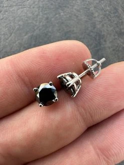 Black Moissanite Screwback Stud Earrings Real 925 Silver 3-8mm Pass Tester -Harlem Bling Shop harlembling black moissanite screwback stud earrings real 925 silver 3 8mm pass tester 26438.1676744614