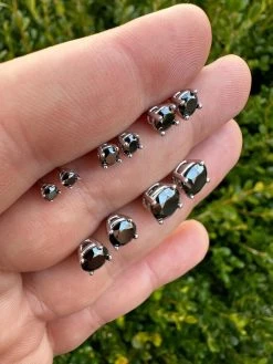Black Moissanite Screwback Stud Earrings Real 925 Silver 3-8mm Pass Tester -Harlem Bling Shop harlembling black moissanite screwback stud earrings real 925 silver 3 8mm pass tester 47640.1676744606