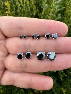 Black Moissanite Screwback Stud Earrings Real 925 Silver 3-8mm Pass Tester -Harlem Bling Shop harlembling black moissanite screwback stud earrings real 925 silver 3 8mm pass tester 57854.1676744613