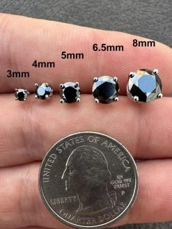 Black Moissanite Screwback Stud Earrings Real 925 Silver 3-8mm Pass Tester -Harlem Bling Shop harlembling black moissanite screwback stud earrings real 925 silver 3 8mm pass tester 68341.1676744576