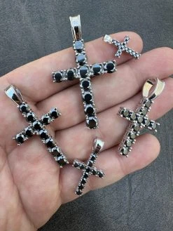 Black MOISSANITE Stone Real 925 Silver Tennis Cross Iced Pendant Necklace HipHop 34 Black MOISSANITE Stone Real 925 Silver Tennis Cross Iced Pendant Necklace HipHop -Harlem Bling Shop harlembling black moissanite stone real 925 silver tennis cross iced pendant necklace hiphop 05118.1679599584