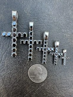 Black MOISSANITE Stone Real 925 Silver Tennis Cross Iced Pendant Necklace HipHop 28 Black MOISSANITE Stone Real 925 Silver Tennis Cross Iced Pendant Necklace HipHop -Harlem Bling Shop harlembling black moissanite stone real 925 silver tennis cross iced pendant necklace hiphop 07020.1679599443