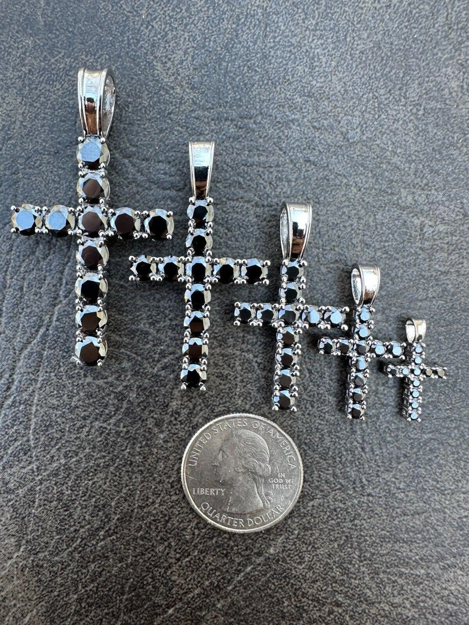 Black MOISSANITE Stone Real 925 Silver Tennis Cross Iced Pendant Necklace HipHop 9 Black MOISSANITE Stone Real 925 Silver Tennis Cross Iced Pendant Necklace HipHop - Image 7