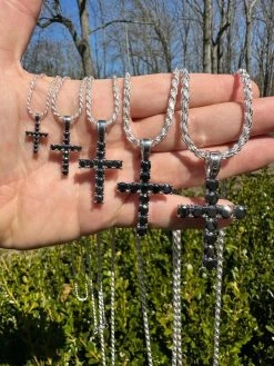 Black MOISSANITE Stone Real 925 Silver Tennis Cross Iced Pendant Necklace HipHop 24 Black MOISSANITE Stone Real 925 Silver Tennis Cross Iced Pendant Necklace HipHop -Harlem Bling Shop harlembling black moissanite stone real 925 silver tennis cross iced pendant necklace hiphop 07813.1679599465