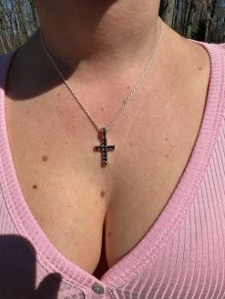 Black MOISSANITE Stone Real 925 Silver Tennis Cross Iced Pendant Necklace HipHop 41 Black MOISSANITE Stone Real 925 Silver Tennis Cross Iced Pendant Necklace HipHop -Harlem Bling Shop harlembling black moissanite stone real 925 silver tennis cross iced pendant necklace hiphop 26919.1679599601