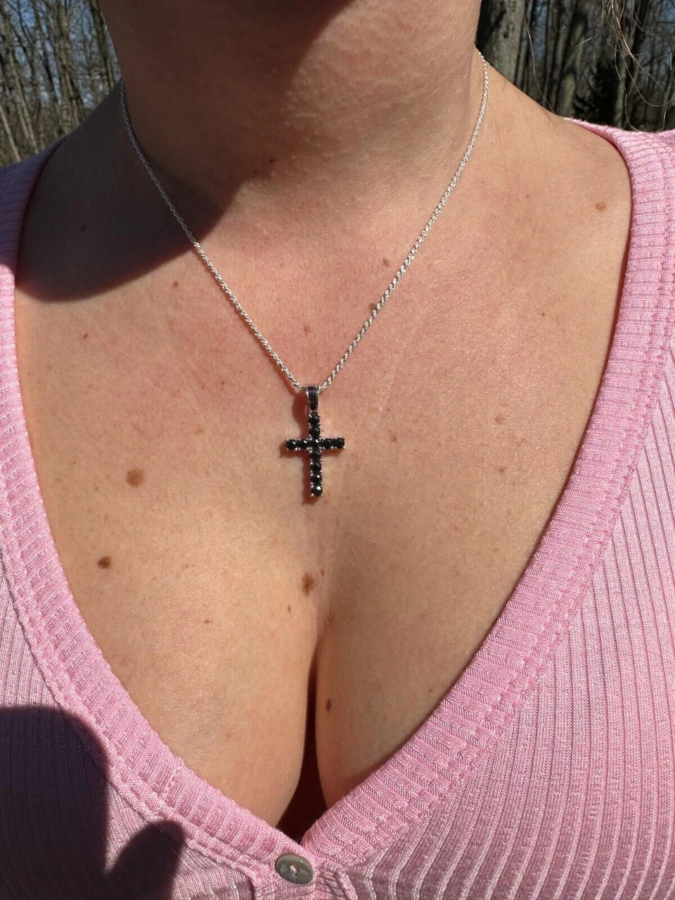 Black MOISSANITE Stone Real 925 Silver Tennis Cross Iced Pendant Necklace HipHop 22 Black MOISSANITE Stone Real 925 Silver Tennis Cross Iced Pendant Necklace HipHop - Image 20