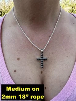 Black MOISSANITE Stone Real 925 Silver Tennis Cross Iced Pendant Necklace HipHop 26 Black MOISSANITE Stone Real 925 Silver Tennis Cross Iced Pendant Necklace HipHop -Harlem Bling Shop harlembling black moissanite stone real 925 silver tennis cross iced pendant necklace hiphop 41540.1679599437